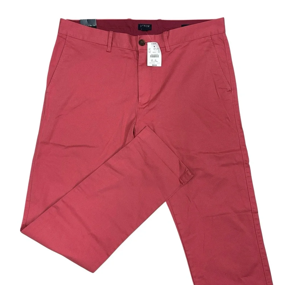 J Crew Slim Fit Chino Pants Mens 33x32 Pink Straight Flex New with Tags‎ NWT